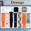 H6000 Business 10th Generation 8in1 is available in black, orange and gray. It features Bluetooth headphones, a Bluetooth watch case and multiple wristbands Application Scenario